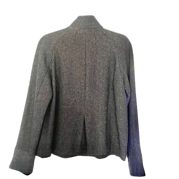 Banana Republic Military Style Cropped Jacket Gray Herringbone Mock Collar  EUC - Picture 6 of 15